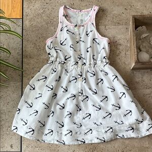 Crewcuts White and Navy Anchor Print Dress
